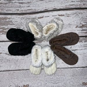 Knit & Faux Fur Baby Booties - Sz 4